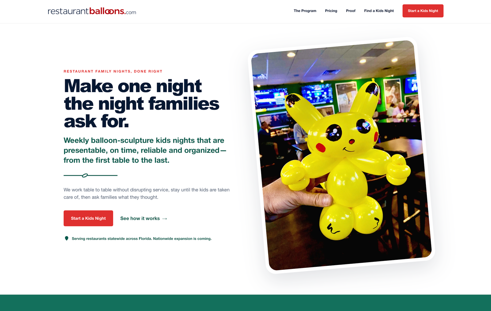 Restaurant Balloons website preview